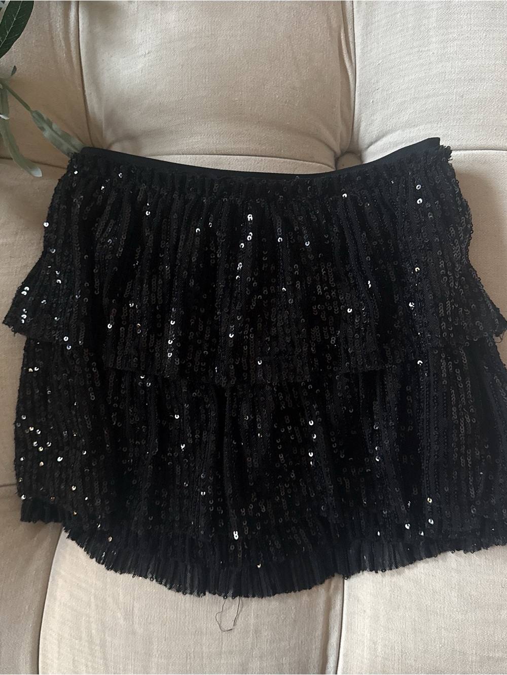 Zara Girls Black Sequin Tiered Mini Skirt size 11-12